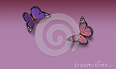 Valentines Butterflies greeting abstract graphic background Stock Photo