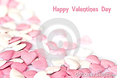 Valentines card, pink sugar hearts Stock Photo