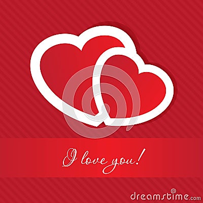 Valentines cards with two hearts Vector Illustration