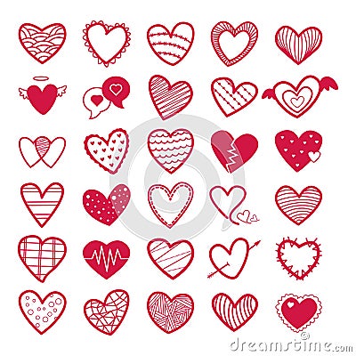 Valentines Collection of Red Heart icons illustration- Cartoon Illustration