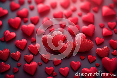 Valentines concept 3D rendering background with red hearts, love theme Stock Photo