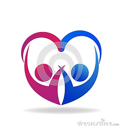 Valentines couple of love heart shape logo vector Vector Illustration