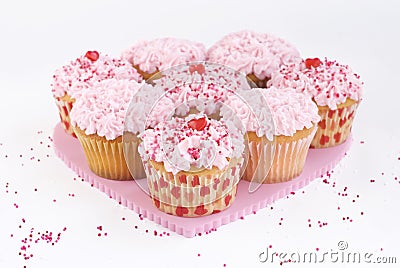 Valentines Cupcakes with sprinkles centered Stock Photo