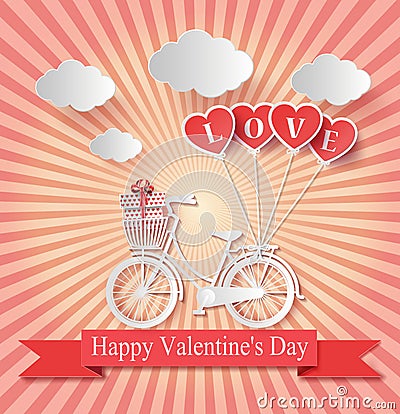 Valentines day. Abstract paper love hearts Vector Illustration