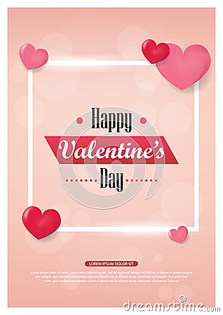 Valentines day background with balloons heart sale banner.Valentines day invitation brochure flyer, leaflet, Vector Illustration