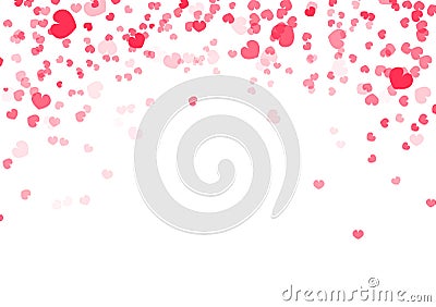 Valentines day background, heart confetti falling decoration of love vector abstract illustration Vector Illustration