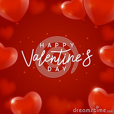 Valentines day background with hearts balloons Vector Illustration