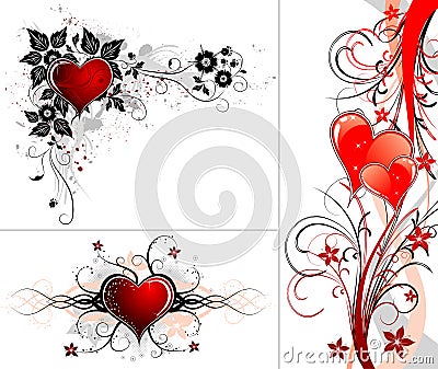 Valentines Day background with hearts and flower Vector Illustration