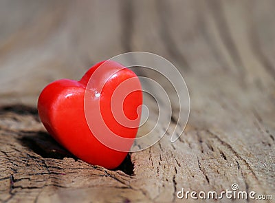 Valentines Day background. Hearts on Wooden Texture Stock Photo