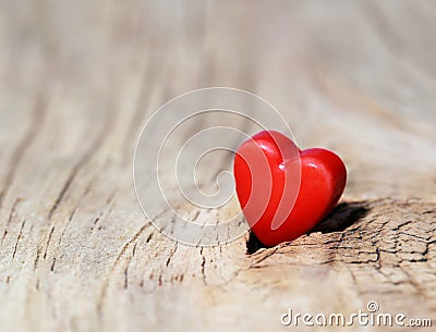 Valentines Day background. Hearts on Wooden Texture Stock Photo