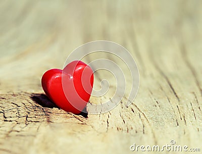 Valentines Day background. Hearts on Wooden Texture Stock Photo