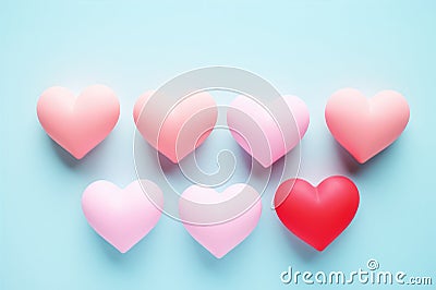 Valentines Day background with many small paper hearts in pastel colors Stock Photo