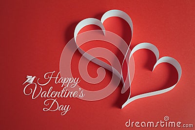 Valentines day background with origami dove and papercraft heart Stock Photo