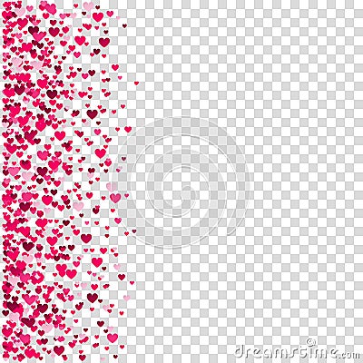 Valentines day background with pink heart confetti. Vector Illustration