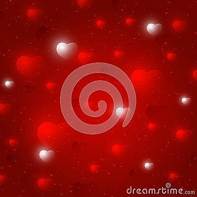 Valentines day background with hearts bokeh Vector Illustration