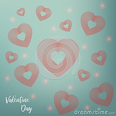 Valentines Day background. Red hearts with text. Greeting card. Vector illustratione Vector Illustration