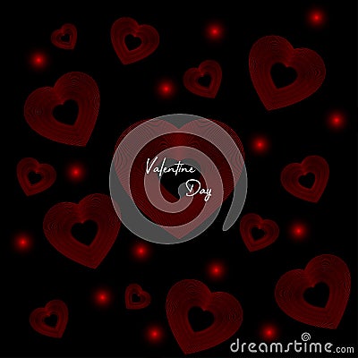 Valentines Day background. Red hearts with text. Greeting card. Vector illustratione Vector Illustration
