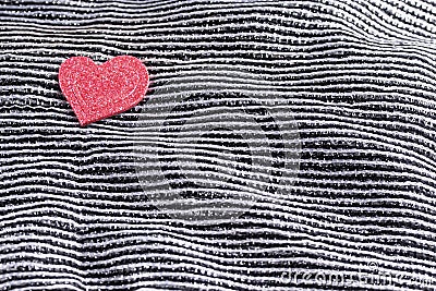 Valentines day background, valentine heart on contrasting black and white silk fabric Stock Photo