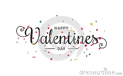 Valentines day banner. Letter with confetti card Vector Illustration