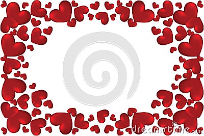 Valentines day border with red hearts, hearts frame decoration with copy space for text, valentines day or mother day card templat Stock Photo