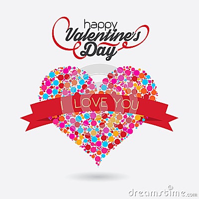 Valentines Day bubble hart Design. Vector Illustration