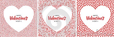 Valentines day card. Heart frame with small red hearts Background. Vector Vector Illustration