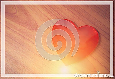 Valentines day card red heart background / Style vintage red heart shaped with light Stock Photo