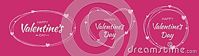 Valentines day card set. Valentine frames. Vector banners Cartoon Illustration