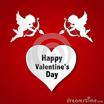 Valentines day cards with ornaments, hearts, angel and arrow Vector Illustration