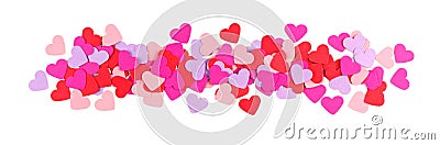 Valentines Day colorful paper hearts border over white Stock Photo