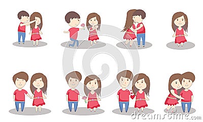 Valentines Day Couple Love Illustration with heart Husband and Wife-Vector Stock Photo