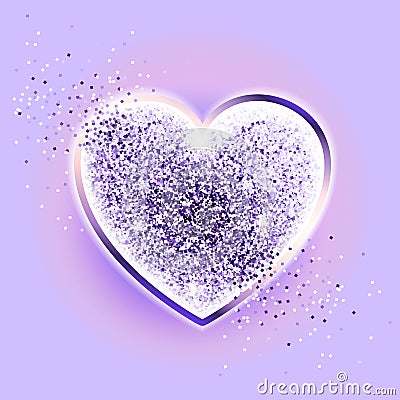 Valentines day design. Glitter ultraviolet heart Vector Illustration