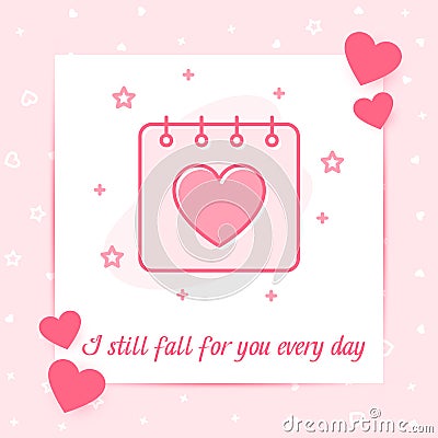 Valentines day february calendar heart love text Vector Illustration