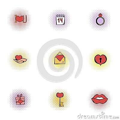 Valentines day february 14 icons set Vector Illustration