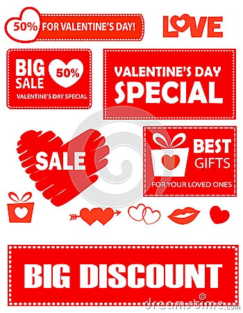 Valentines day gift tags Vector Illustration