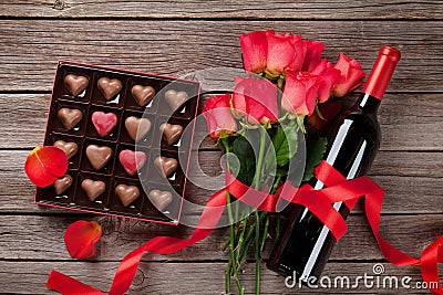 Valentines day greeting card with heart shaped chocolate Stock Photo