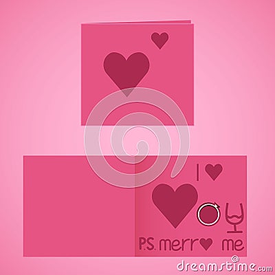 Valentines day greeting card I love you and marry me Vector Illustration