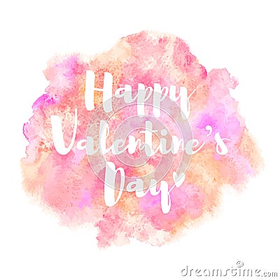 Valentines Day greeting card with watercolor background Vector Illustration