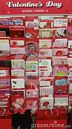 Valentines Day Greeting Cards Editorial Stock Photo