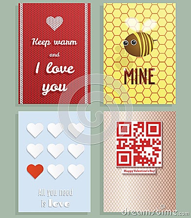 Valentines day greeting cards vector set Vector Illustration