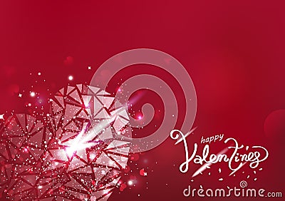 Valentines day, heart glowing polygon with arrow stars glitter shine luxury abstract background seasonal holiday vector Vector Illustration