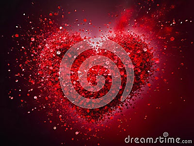 Valentines Day Heart Made of Red Rosepetals. Ai generated Stock Photo