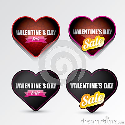 Valentines day heart sale label icon set Vector Illustration