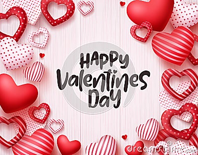 Valentines day hearts vector background. Happy valentines day greeting card banner design Vector Illustration