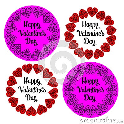 Valentines Day hearts vector circle graphics Vector Illustration