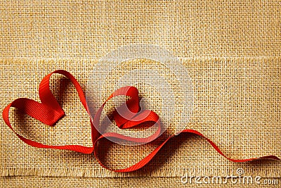 Valentines Day Hearts, Wedding couple, Valentine's Sackcloth Stock Photo