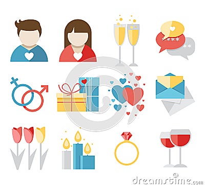 Valentines day icons Vector Illustration