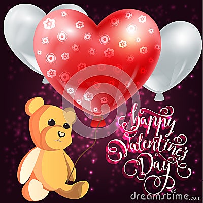 Valentines day illustration card background happy Valentine`s da Vector Illustration