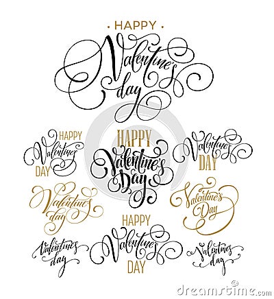 Valentines Day and Love lettering collection. Vector illustration Vector Illustration