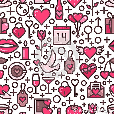 Valentines Day Love seamless pattern Vector Illustration